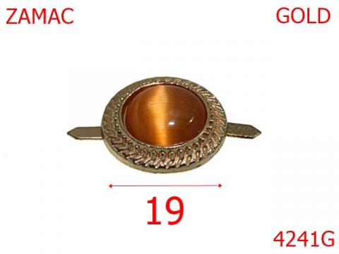 Ornament rotund cu piatra 19 mm zamac gold 4241G de la Metalo Plast Niculae & Co S.n.c.