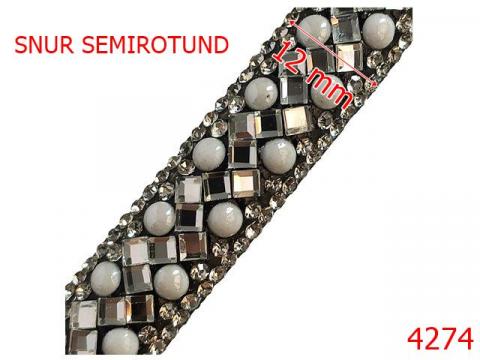 Snur semirotund cu pietre diverse 12 mm textil 4274 de la Metalo Plast Niculae & Co S.n.c.