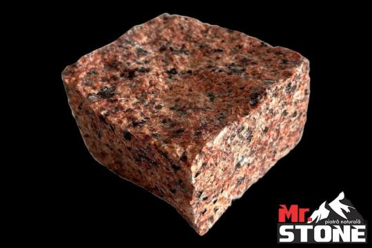 Piatra cubica din granit rosu ~6 x 6 x 6cm