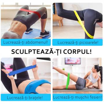Set antrenament 5 benzi elastice fitness, yoga, pilates, aer de la Sticevrei.ro Srl
