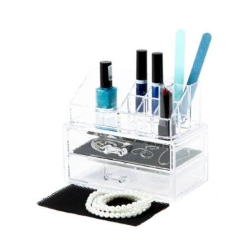 Organizator transparent cosmetice cu 2 sertare