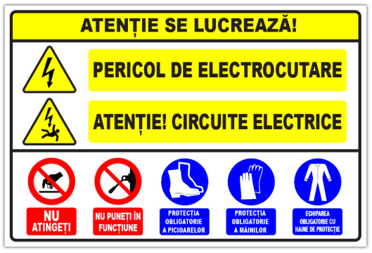 Panou atentie se lucreaza pericol de electrocutare atentie