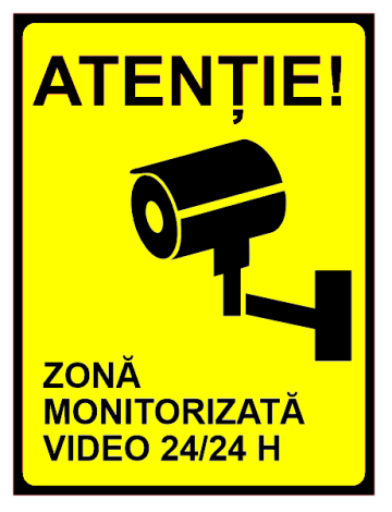 Semn pentru zona monitorizata video 24 din 24 ore de la Prevenirea Pentru Siguranta Ta G.I. Srl