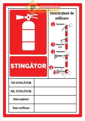 Indicatoare pentru instructiuni stingator