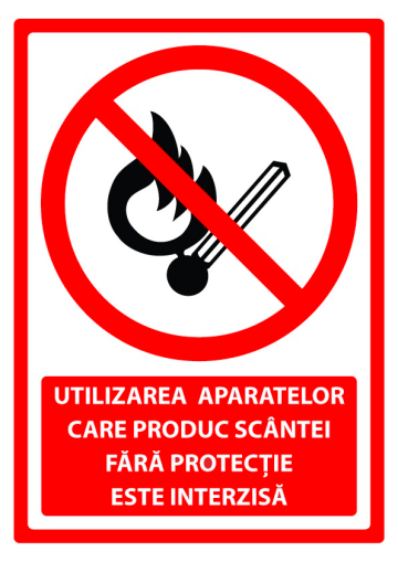 Semn pentru utilizarea aparatelor care produc scantei