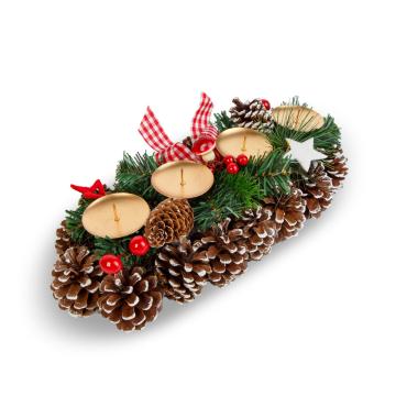 Decor de Advent - cu suport pentru lumanari - 35 x 15 cm de la Rykdom Trade Srl