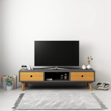 Comoda TV, gri, 120 x 35 x 35 cm, lemn masiv de pin