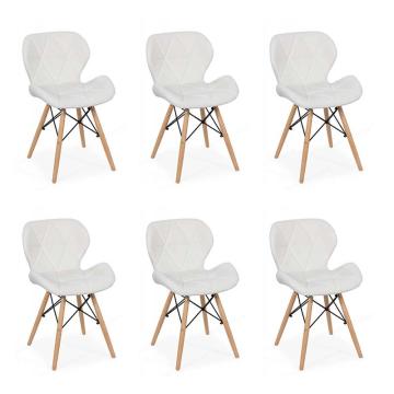 Set 6 scaune de bucatarie din piele si lemn-alb de la European Med Prod