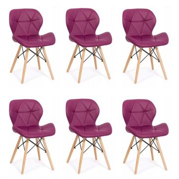 Set 6 scaune de bucatarie din piele si lemn-mov de la European Med Prod