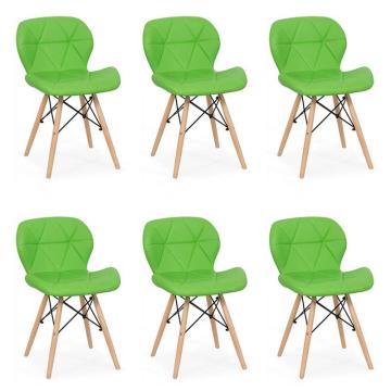 Set 6 scaune de bucatarie din piele si lemn-verde