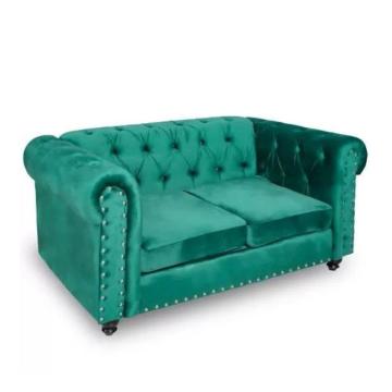Canapea Chesterfield fixa, 2 locuri, verde smarald