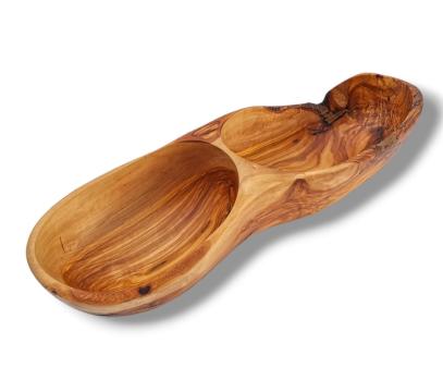 Tava din lemn de maslin 2 compartimente de la Tradizan