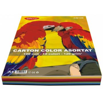 Carton color A4, 120g/mp, 10culori, Daco x 100 coli-cn120 de la Sanito Distribution Srl