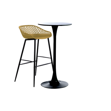 Set bar/cafenea, masa neagra 60x101cm si un scaun Raki