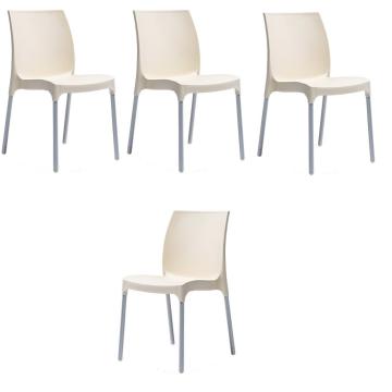 Set 4 scaune de exterior Raki Sunny culoare crem 44x57xh82cm