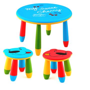 Set mobilier copii Raki, plastic, masa rotunda Slante de la Kalina Textile SRL