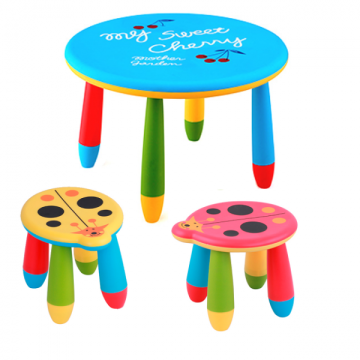 Set mobilier copii Raki, plastic, masa rotunda Slante de la Kalina Textile SRL