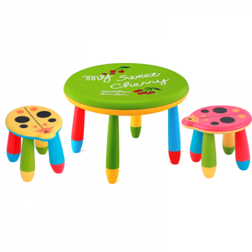 Set mobilier copii Raki, plastic, masa rotunda Slante de la Kalina Textile SRL