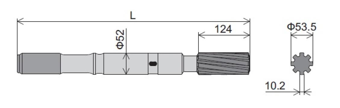 Adaptor (shank adaptor) pentru Atlas Copco COP1840, L=565mm