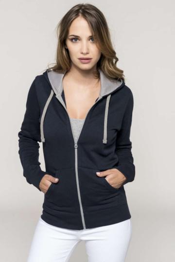 Bluzon Ladies contrast hooded full zip sweatshirt de la Top Labels