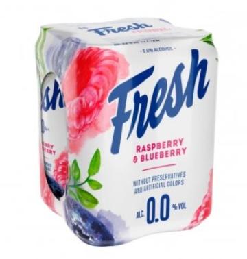 Mix de suc si bere fresh zmeura si afine, 4x0,5l, Alc. 0,0% de la Supermarket Pentru Tine Srl