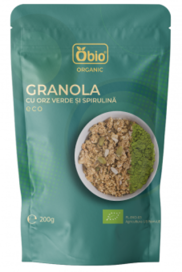 Granola cu orz verde si spirulina bio 200g Obio de la Supermarket Pentru Tine Srl