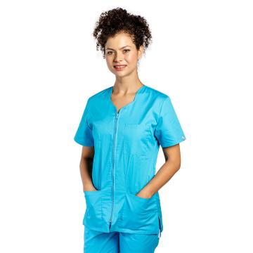 Halat medical turquoise cu fermoar cambrata cu doua buzunare de la Doctor In Uniforma Srl