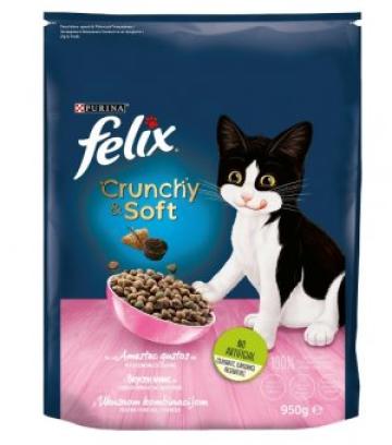 Hrana Felix Crunchy&Soft Junior Pui si Curcan cu Legume 950g de la Supermarket Pentru Tine Srl