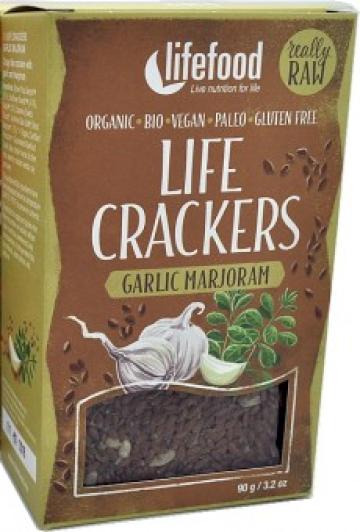 Paine Lifecrackers din in cu usturoi si maghiran raw eco 90g de la Supermarket Pentru Tine Srl