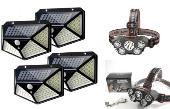 Set 4 x Lampa 100 LED cu panou solar, senzor de miscare de la Sticevrei.ro Srl