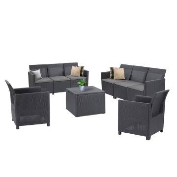 Set de mobilier de gradina Claire cu 8 locuri, grafit