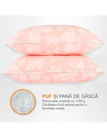 Set 2 perne puf gasca roz cu trandafiri 50x70 cm de la Gastro Bar Solutions Srl