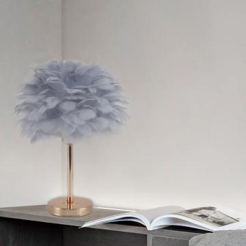Veioza decorativa cu pene, gri , 48 cm de la URBANIX SRL