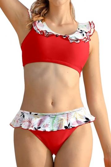 Costum de baie femei din 2 piese rosu M