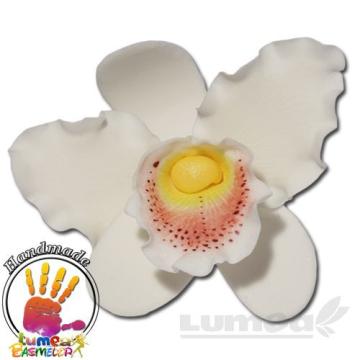 Figurina Orhideea cattleya XL alb din pasta de zahar - Lumea