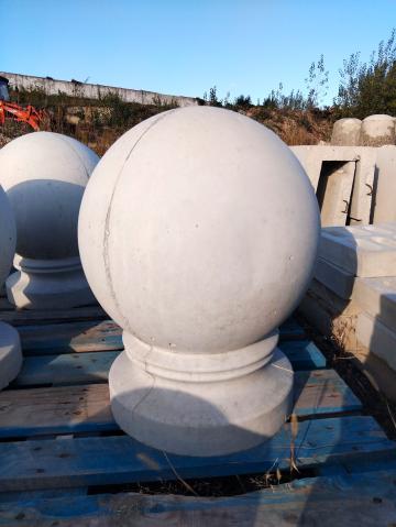 Bolard alb din beton rotund neted cu picior - 45 cm