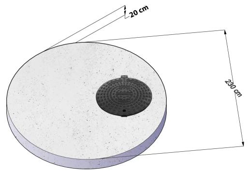 Capac camin rotund  230x20 cu rama din fonta de 40 tone