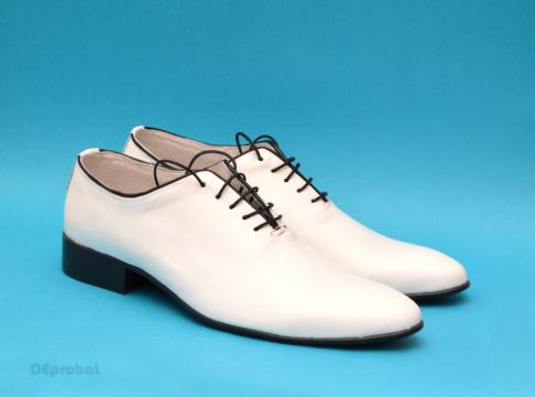 Pantofi albi barbati piele naturala casual-eleganti de la Deprobat.ro