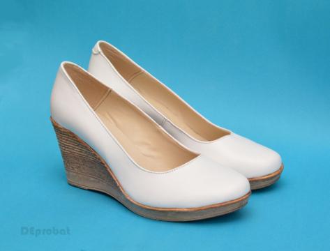 Pantofi albi dama eleganti - casual din piele naturala