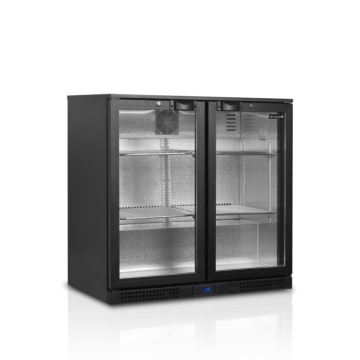 Frigider de bar cu doua usi Tefcold, negru, capacitate 190L