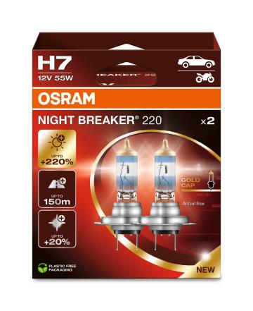 Set 2 becuri 12V H7 55 W night breaker +220% Osram