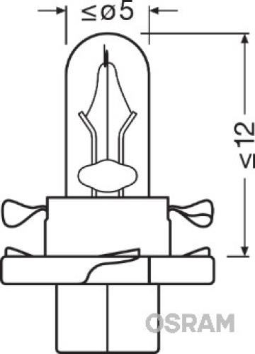 Bec bord BX8.4D soclu bej 12V 1.5W set 10 buc. Osram