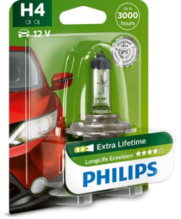 Bec far H4 60/55W 12V Longer Life Ecovision Philips