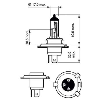 Bec far H4 P43T 60/55W 12V Vision (cutie) Philips