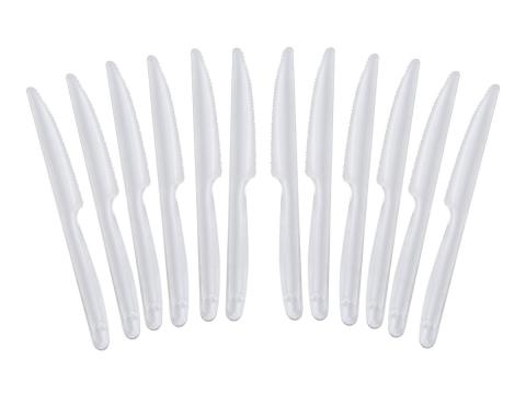 Set 12 cutite masa 18 cm, plastic reutilizabil, albe