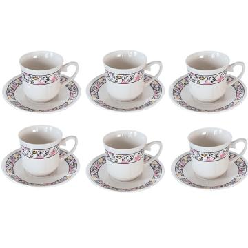 Set cesti cu farfurioare 160ml cafea si ceai din portelan de la Kalina Textile SRL