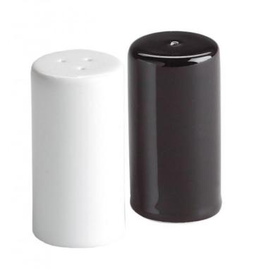 Set sare si piper din portelan alb/negru, 3xH6cm de la Ad Horeca Concept Srl