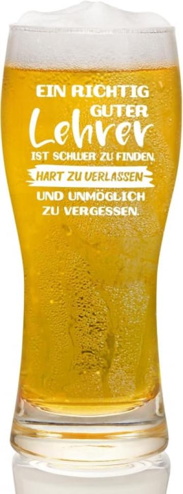 Pahar din sticla transparenta pentru bere, capacitate 460 ml