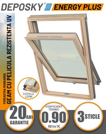 Fereastra mansarda Deposky Energy Plus 3 sticle, maner jos