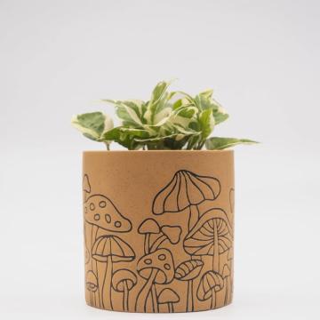 Vaza ceramina maro cu imprimeu ciuperci de la Molifag Srl